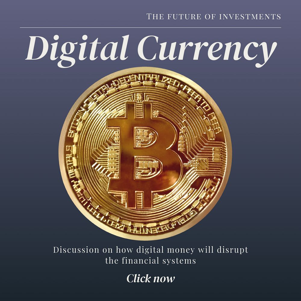 Digital currency Instagram post template, editable text