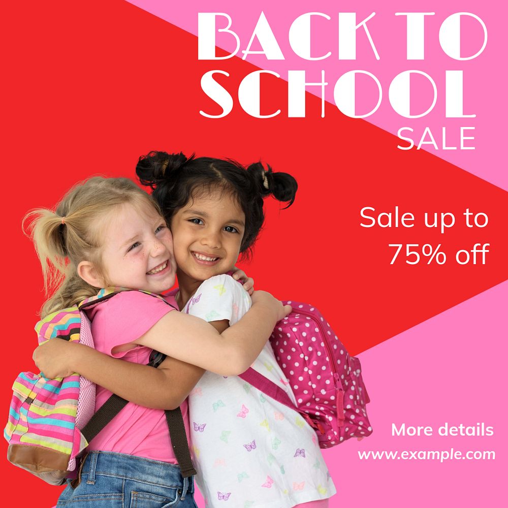 Back to school sale Instagram post template, editable text