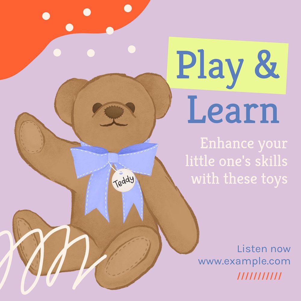 Kids toy Instagram post template, editable text