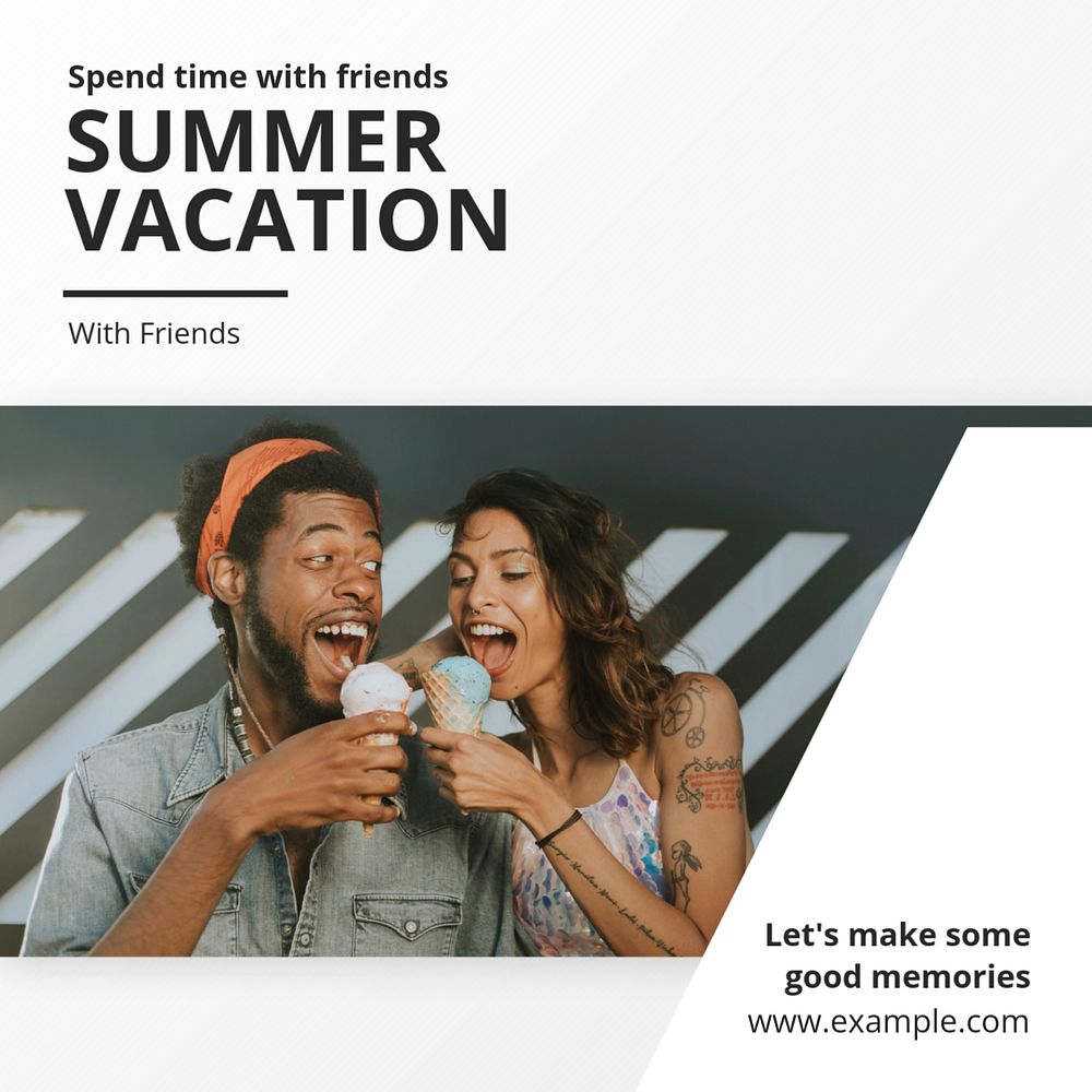 Summer vacation Instagram post template, editable text