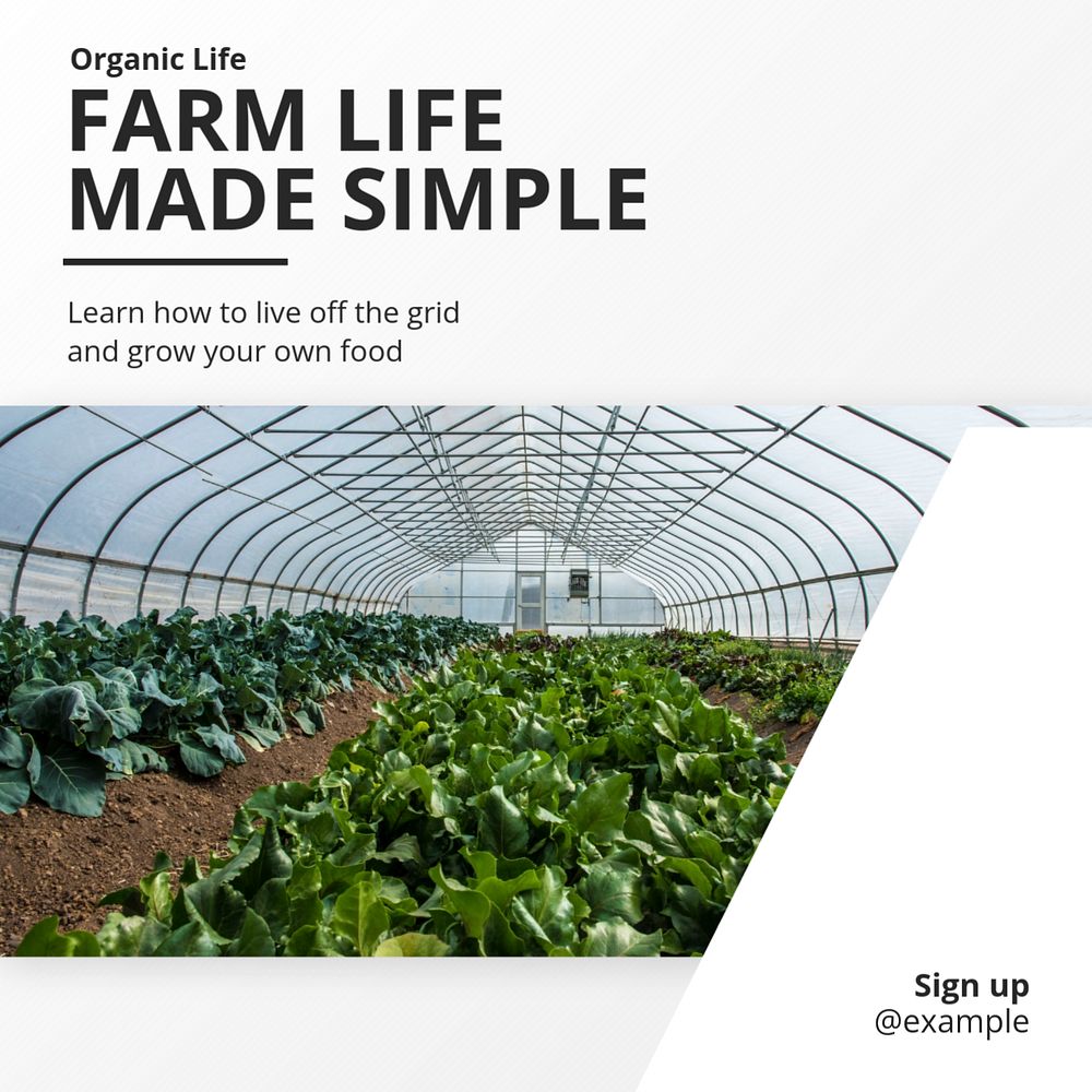 Farm life Instagram post template, editable text