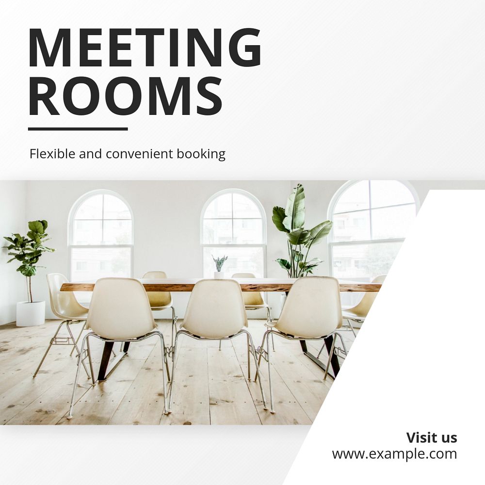 Meeting rooms Instagram post template, editable text