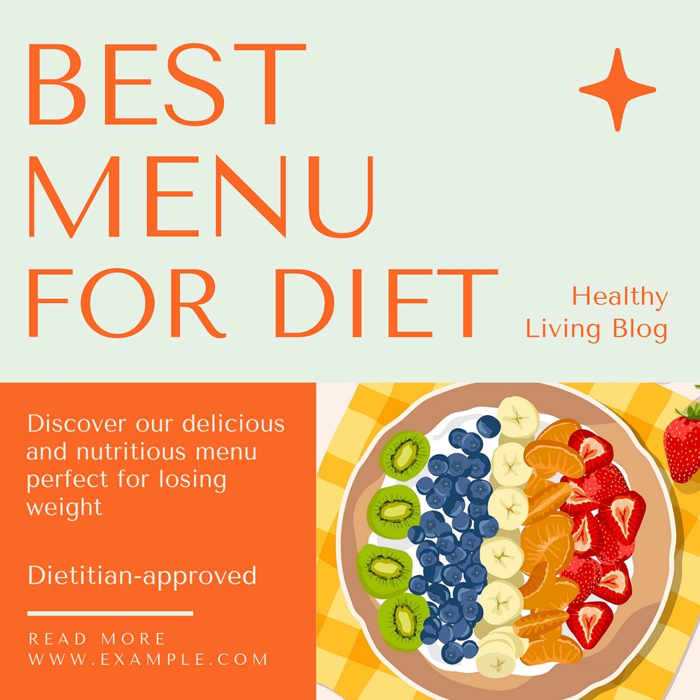 Diet menu Instagram post template, editable text