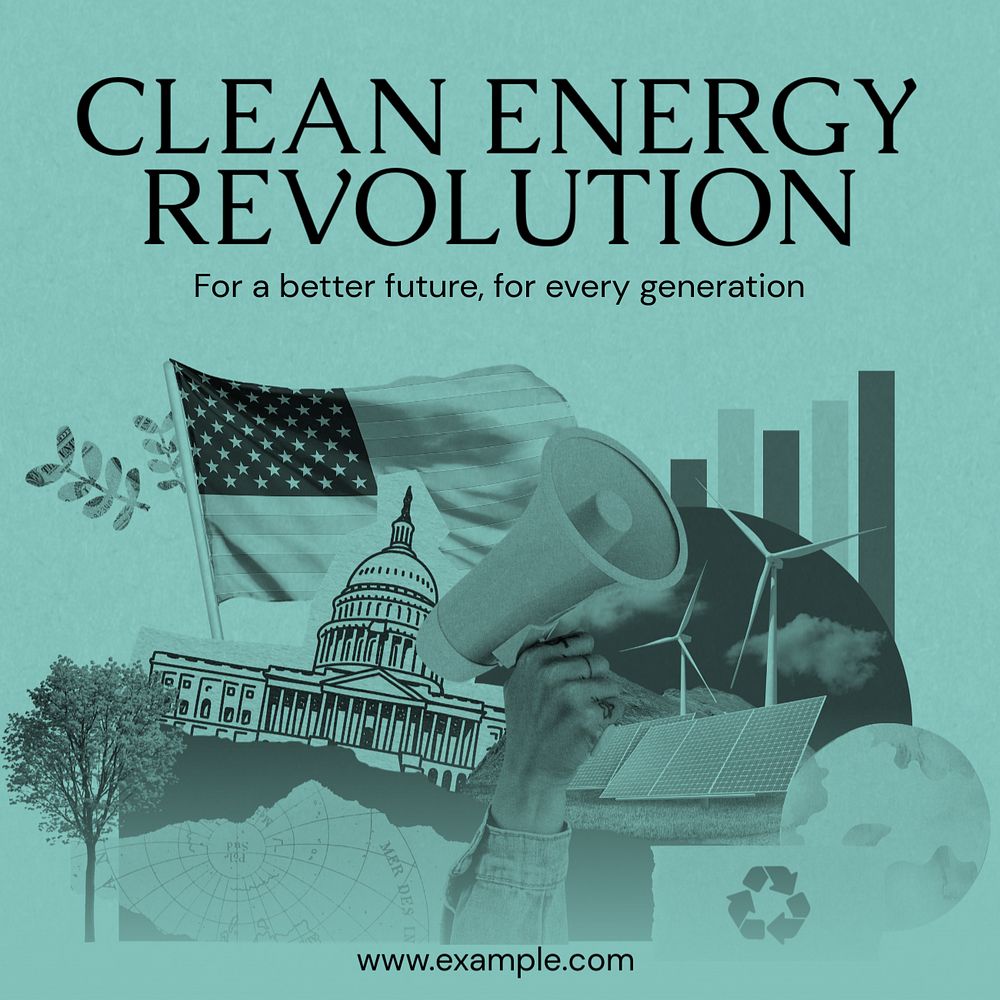 Clean energy revolution Instagram post template, editable text