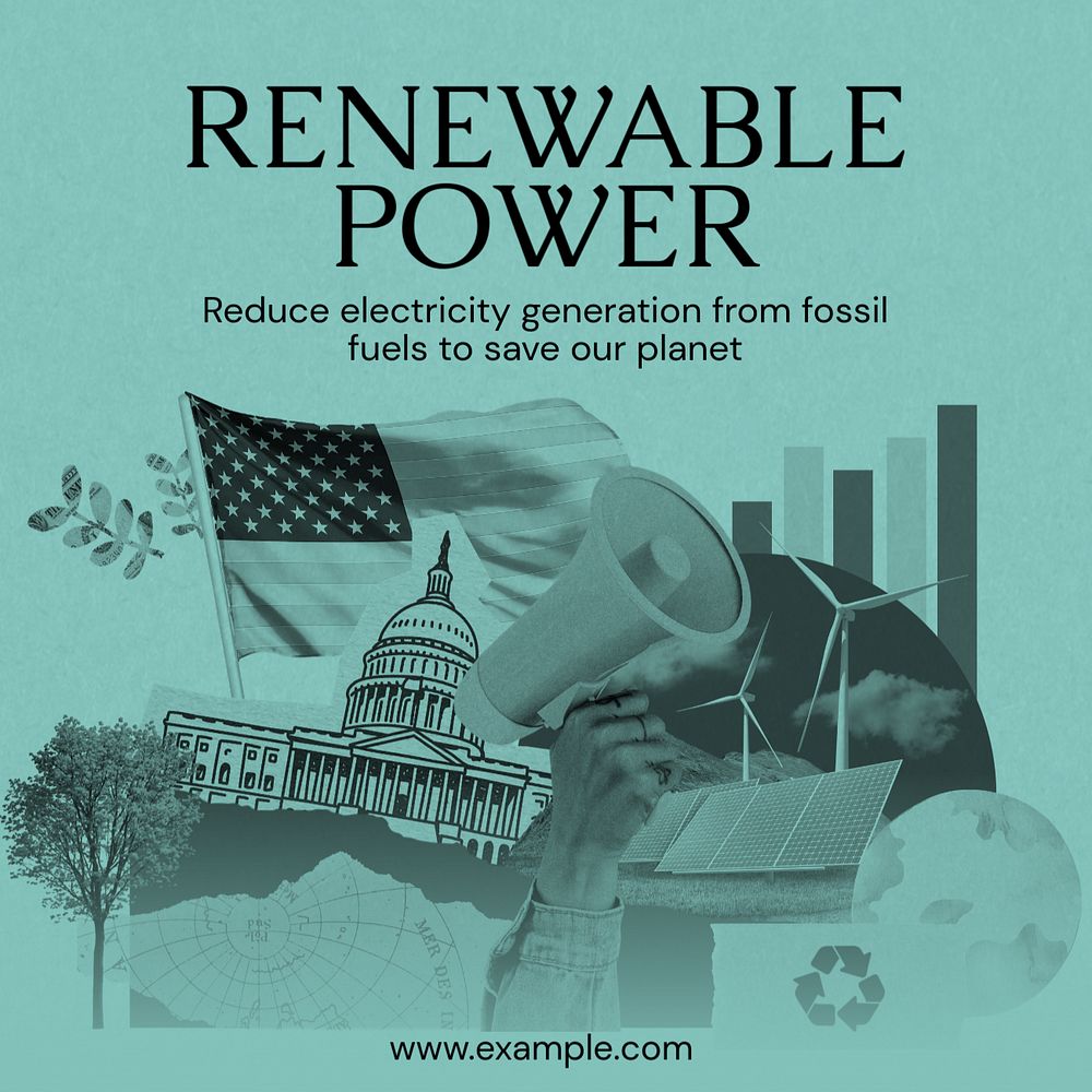 Renewable power Instagram post template, editable text