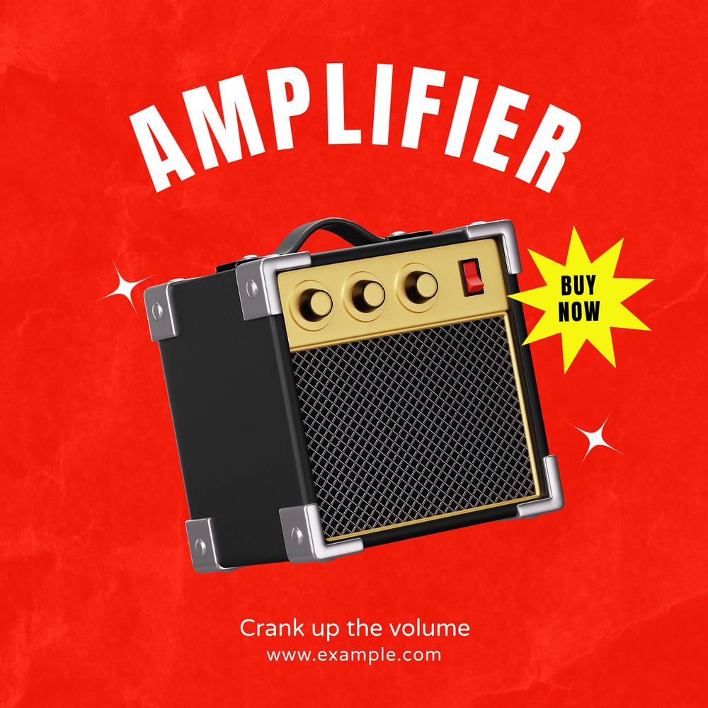 Music amplifier Instagram post template, editable text