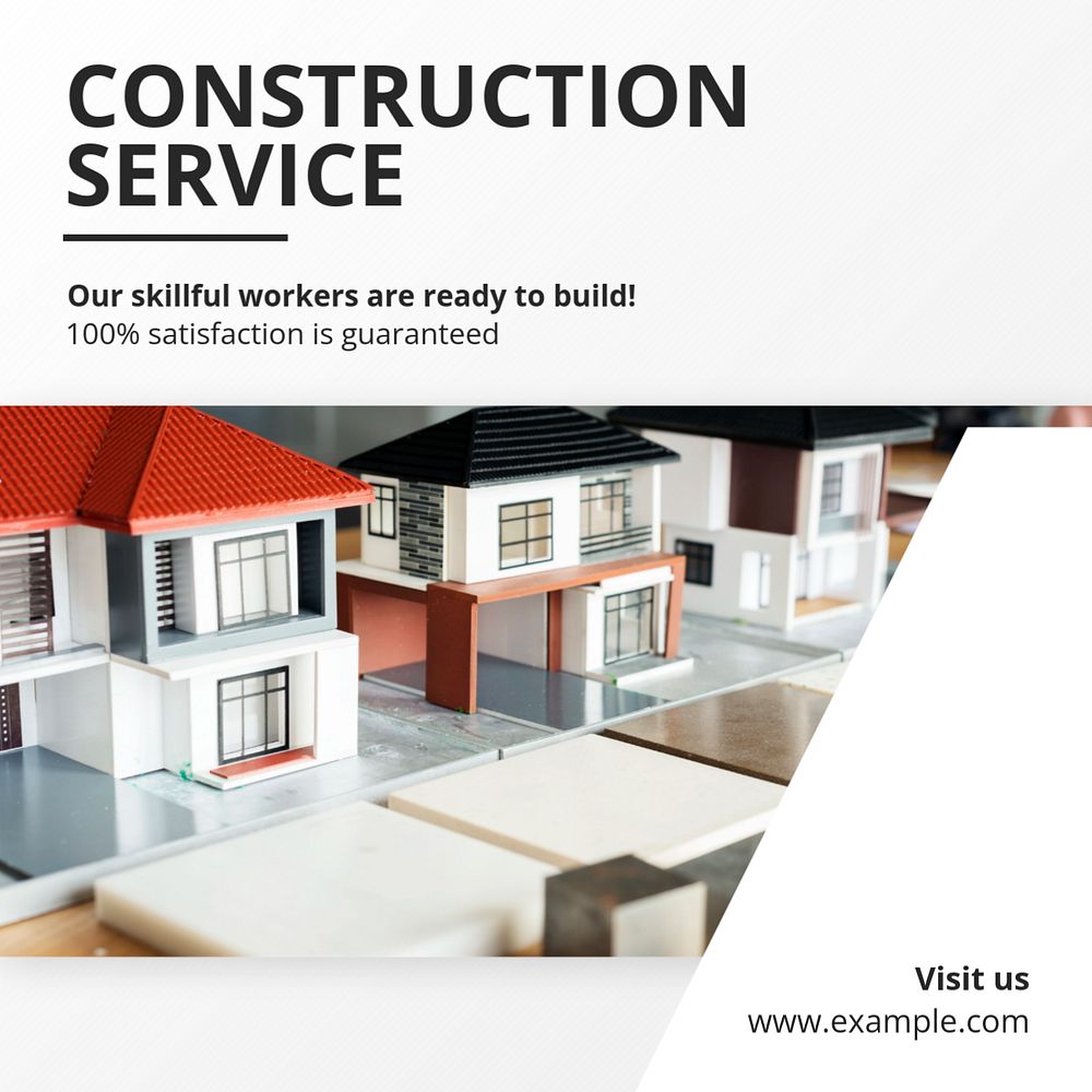 Construction service Instagram post template, editable text