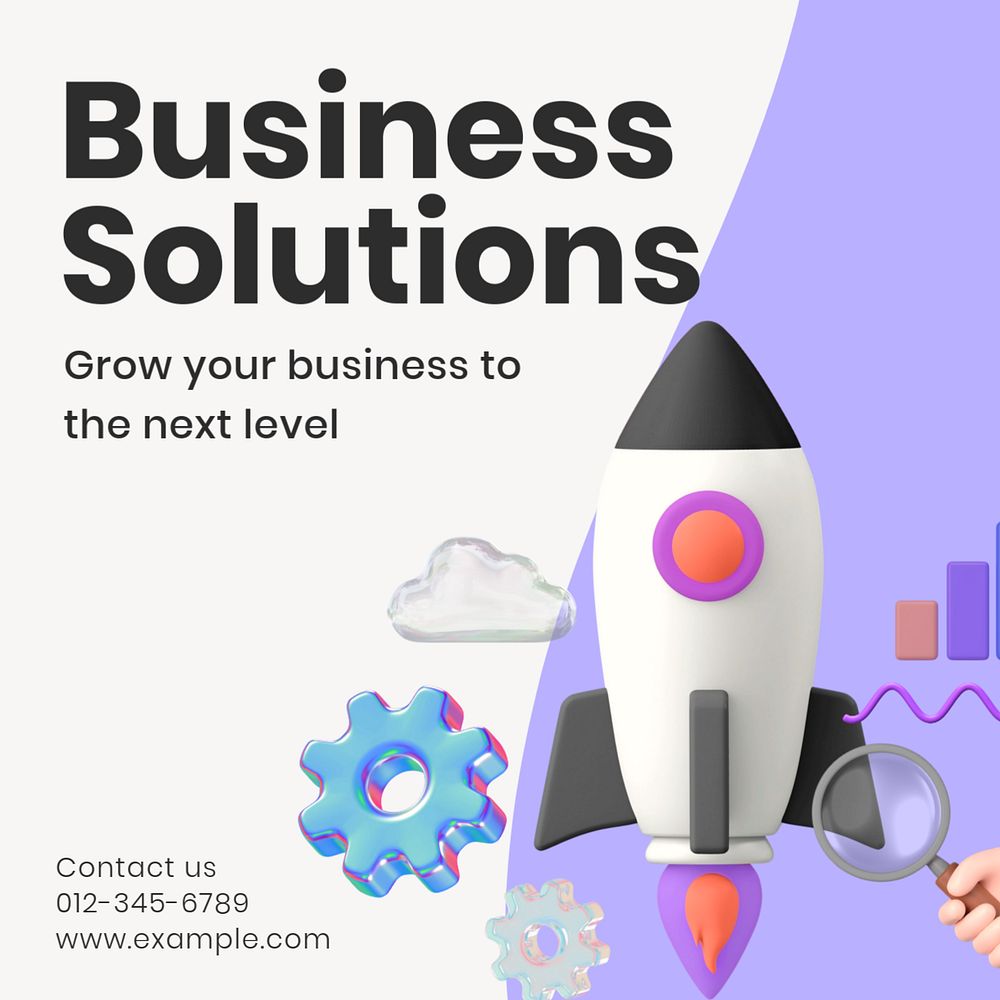 Business solutions Instagram post template, editable text