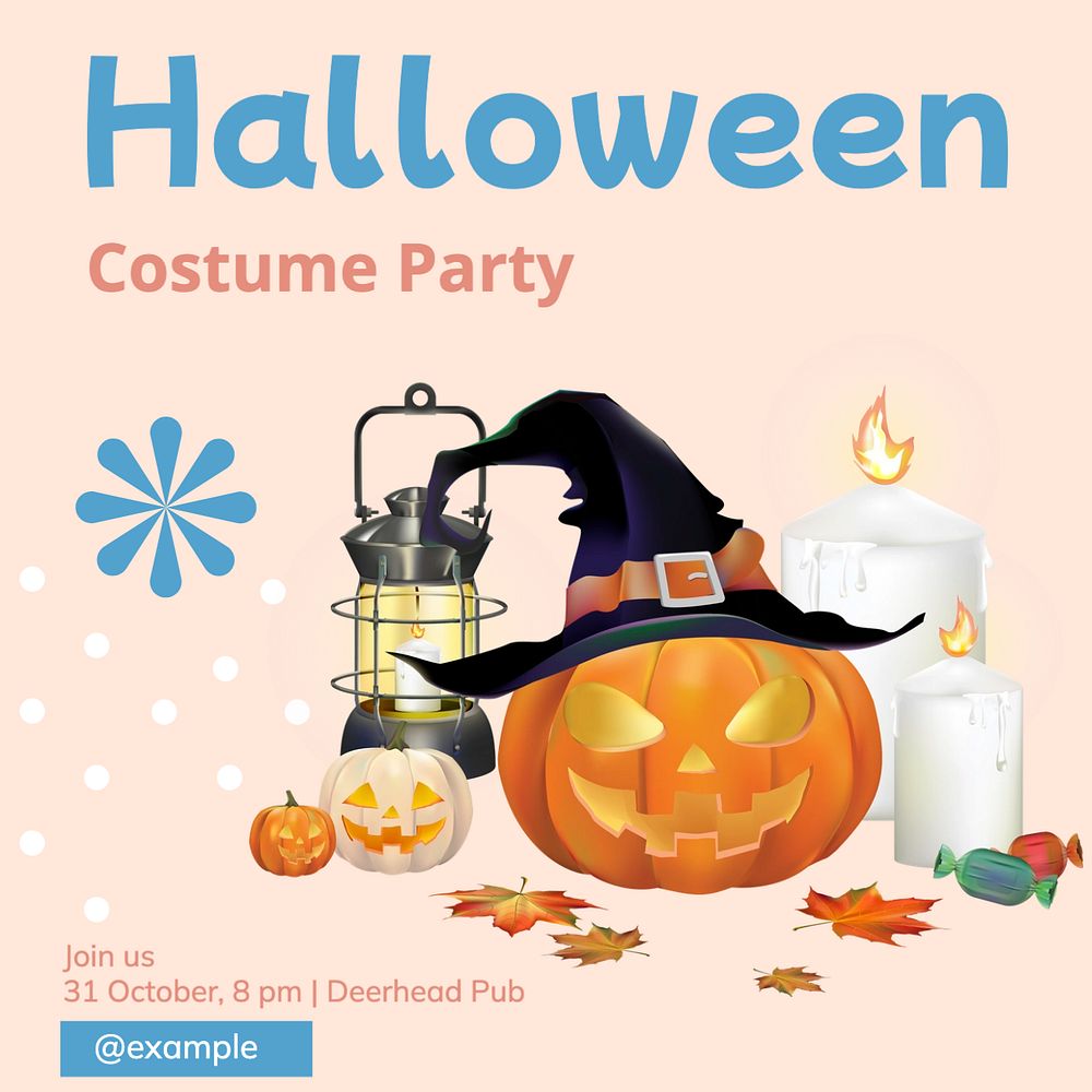 Halloween party Instagram post template, editable text