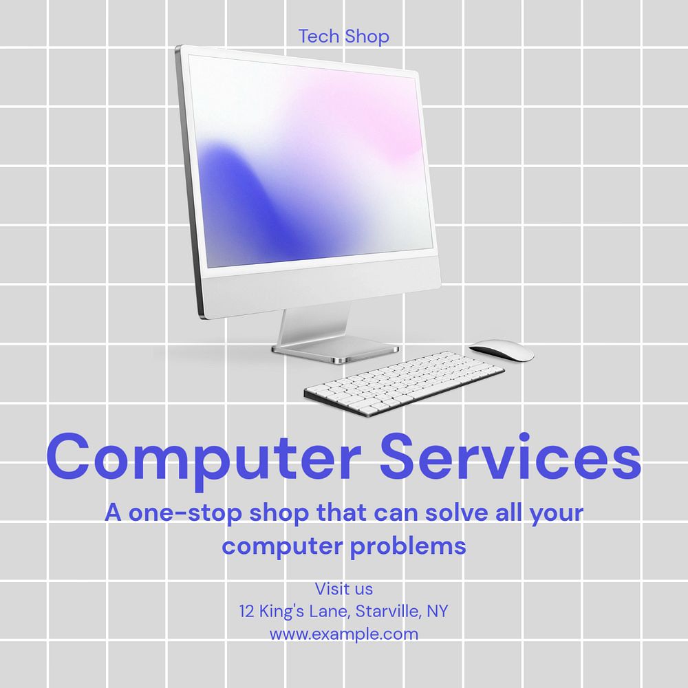 Computer services Instagram post template, editable text