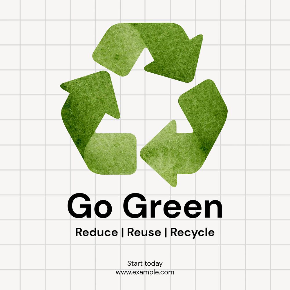 Go green Instagram post template, editable text