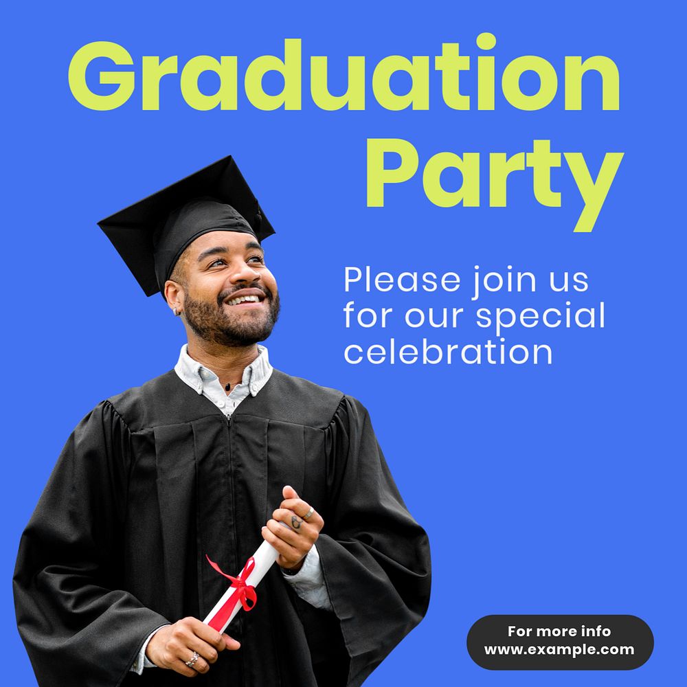 Graduation party Instagram post template, editable text