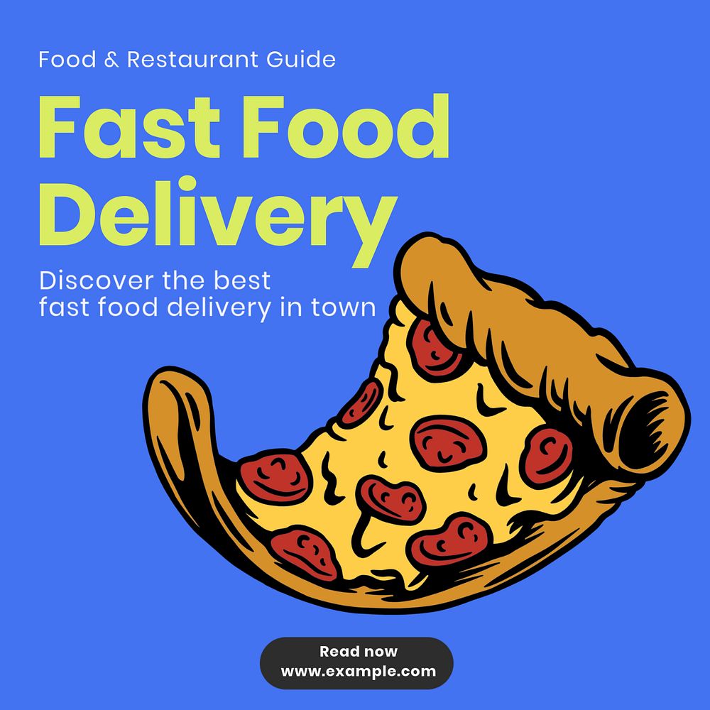 Fast food delivery Instagram post template, editable text