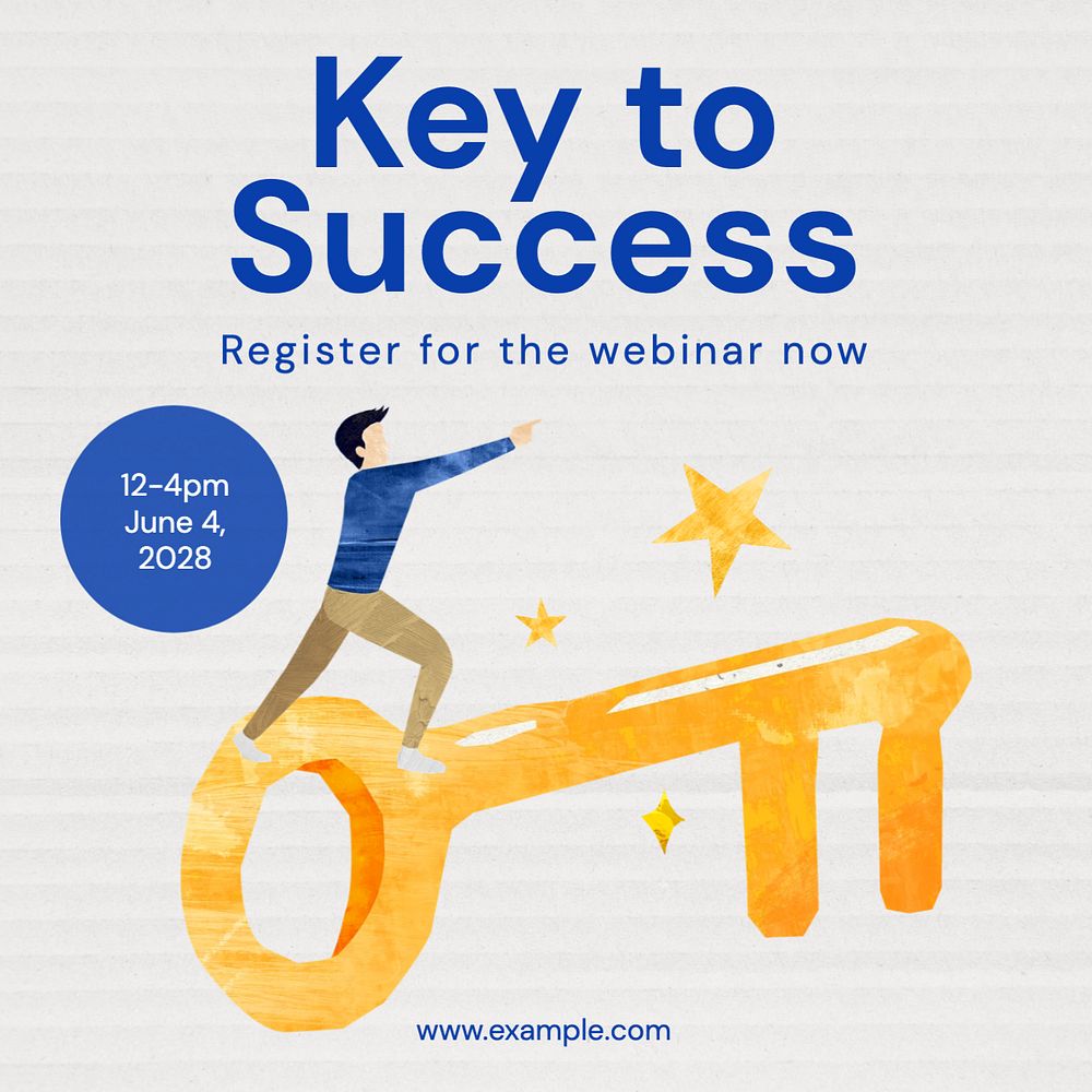 Keys to success Instagram post template, editable text