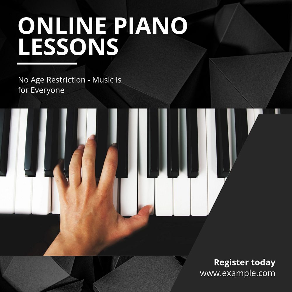 Online piano lessons Instagram post template, editable text