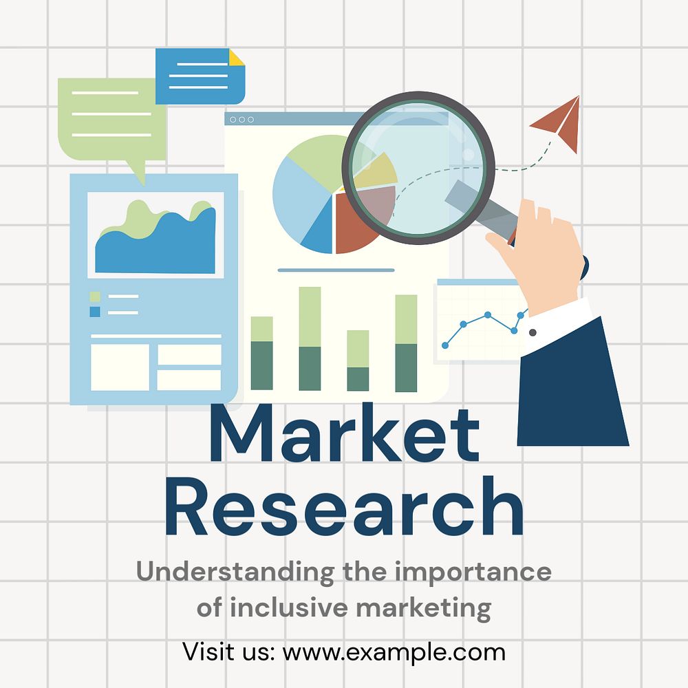 Market research Instagram post template, editable text