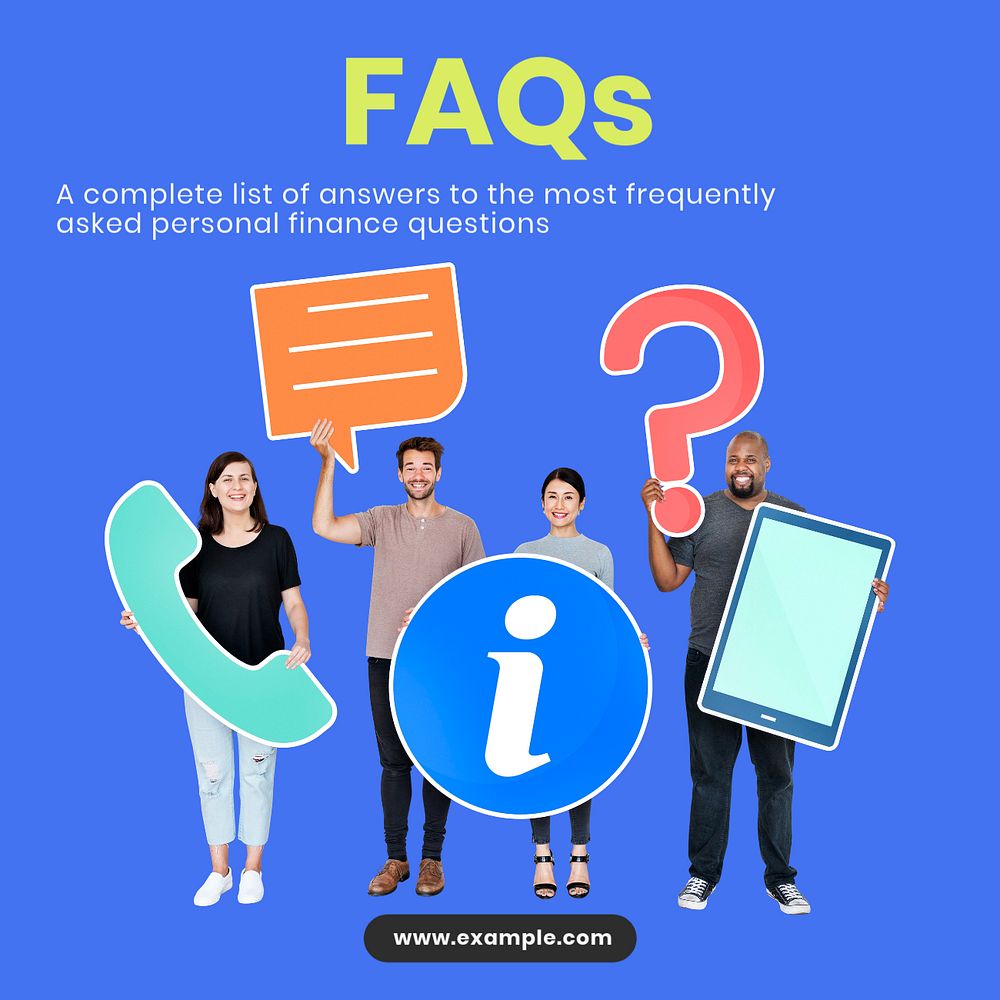 FAQS Instagram post template, editable text