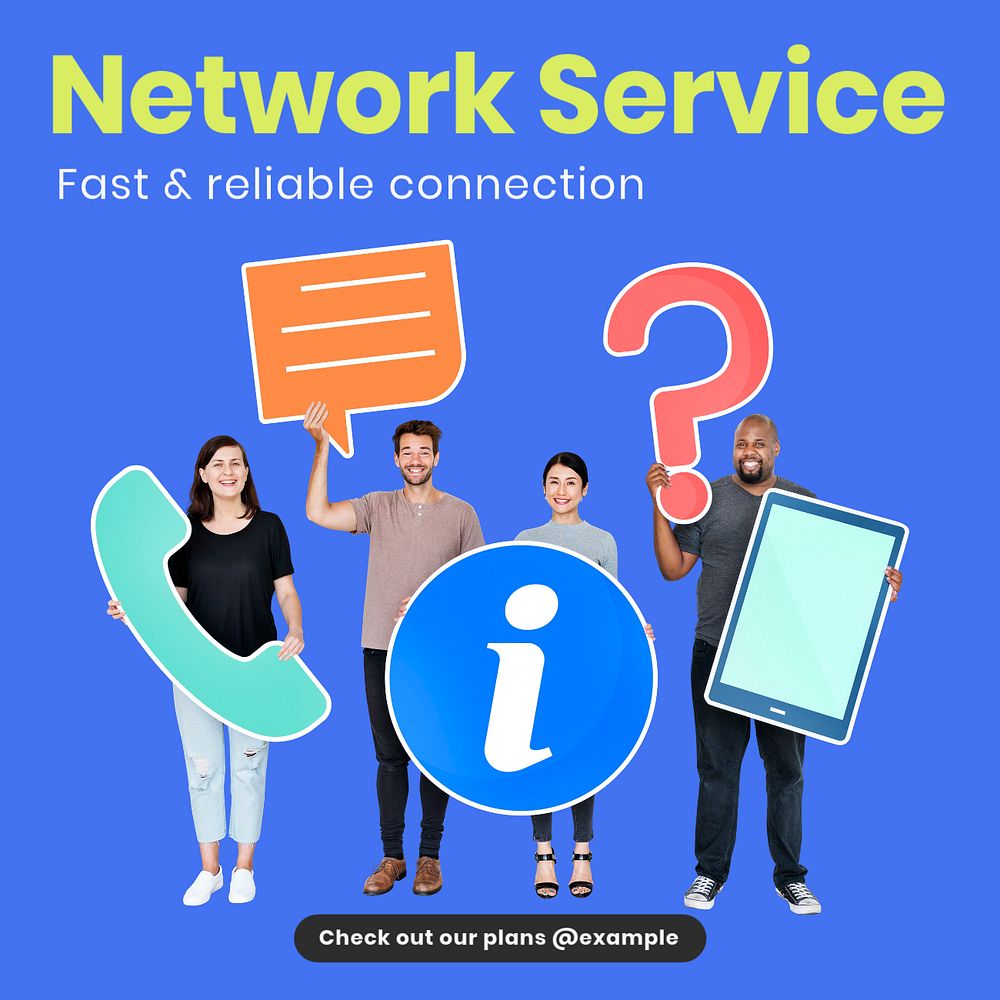 Network service Instagram post template, editable text