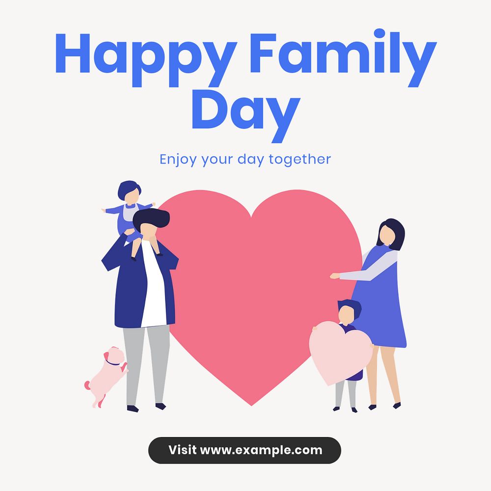 Happy family day Instagram post template, editable text