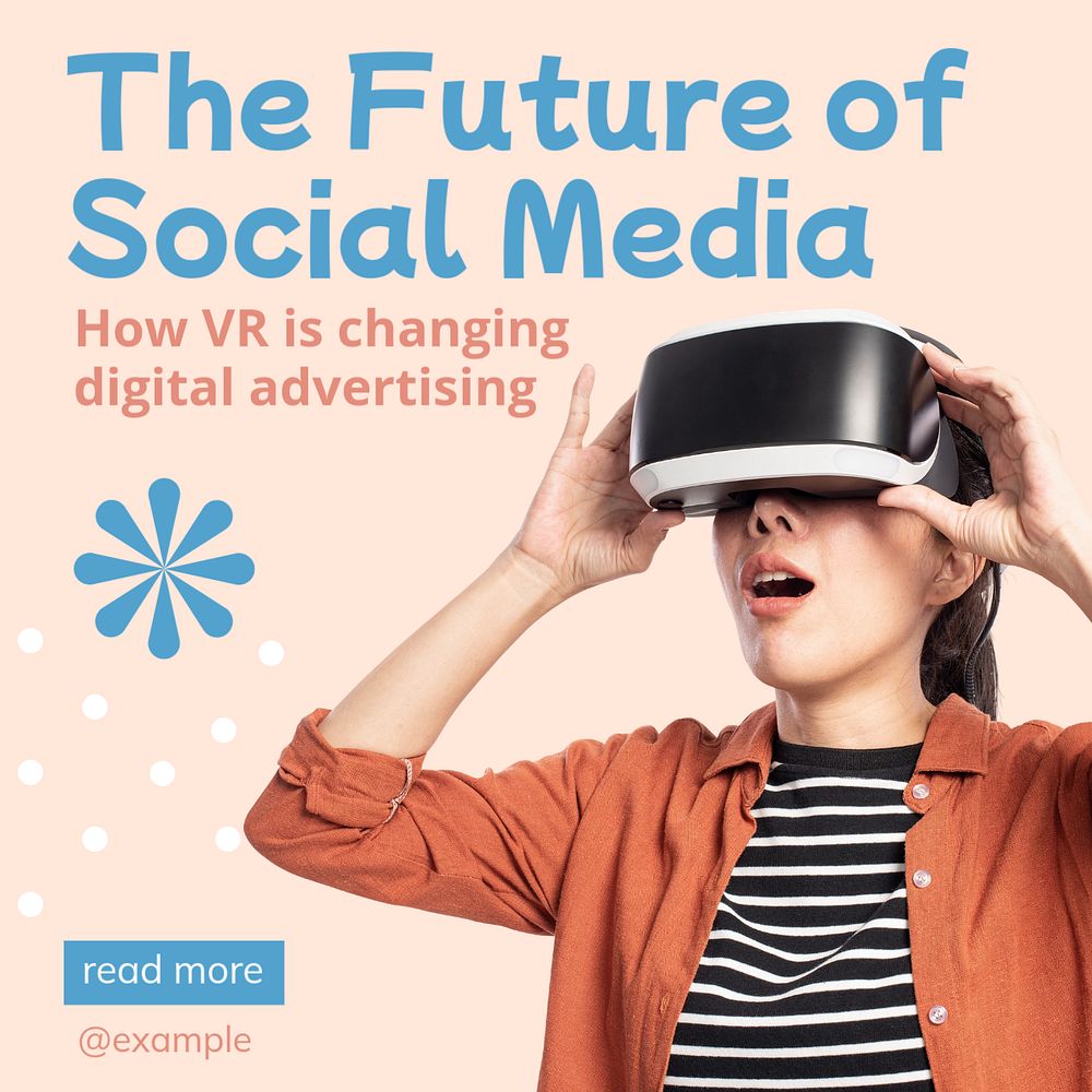 VR in advertising Instagram post template, editable text