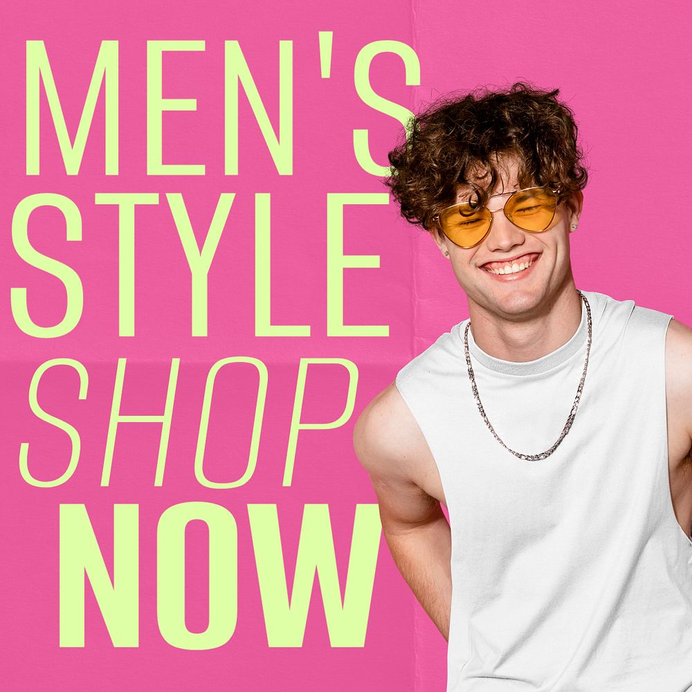 Men's style Instagram post template, editable text