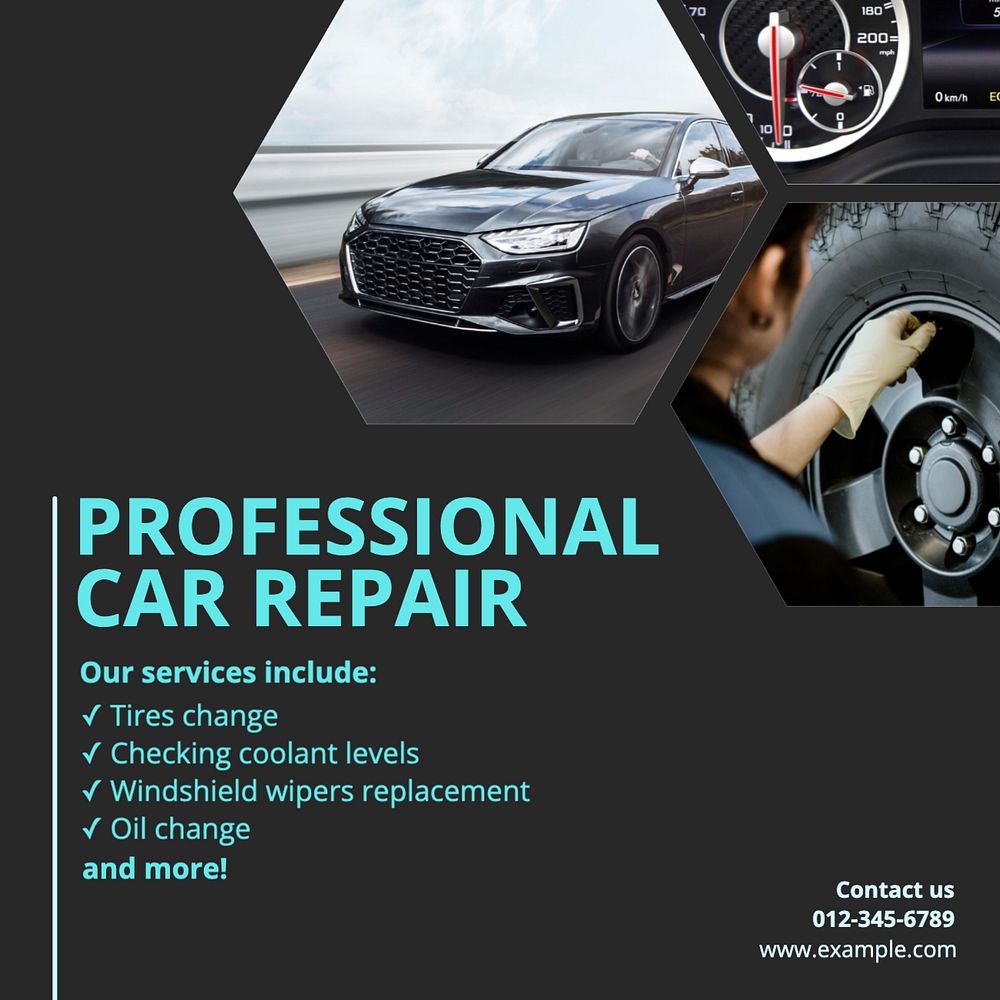 Professional car repair Instagram post template, editable text