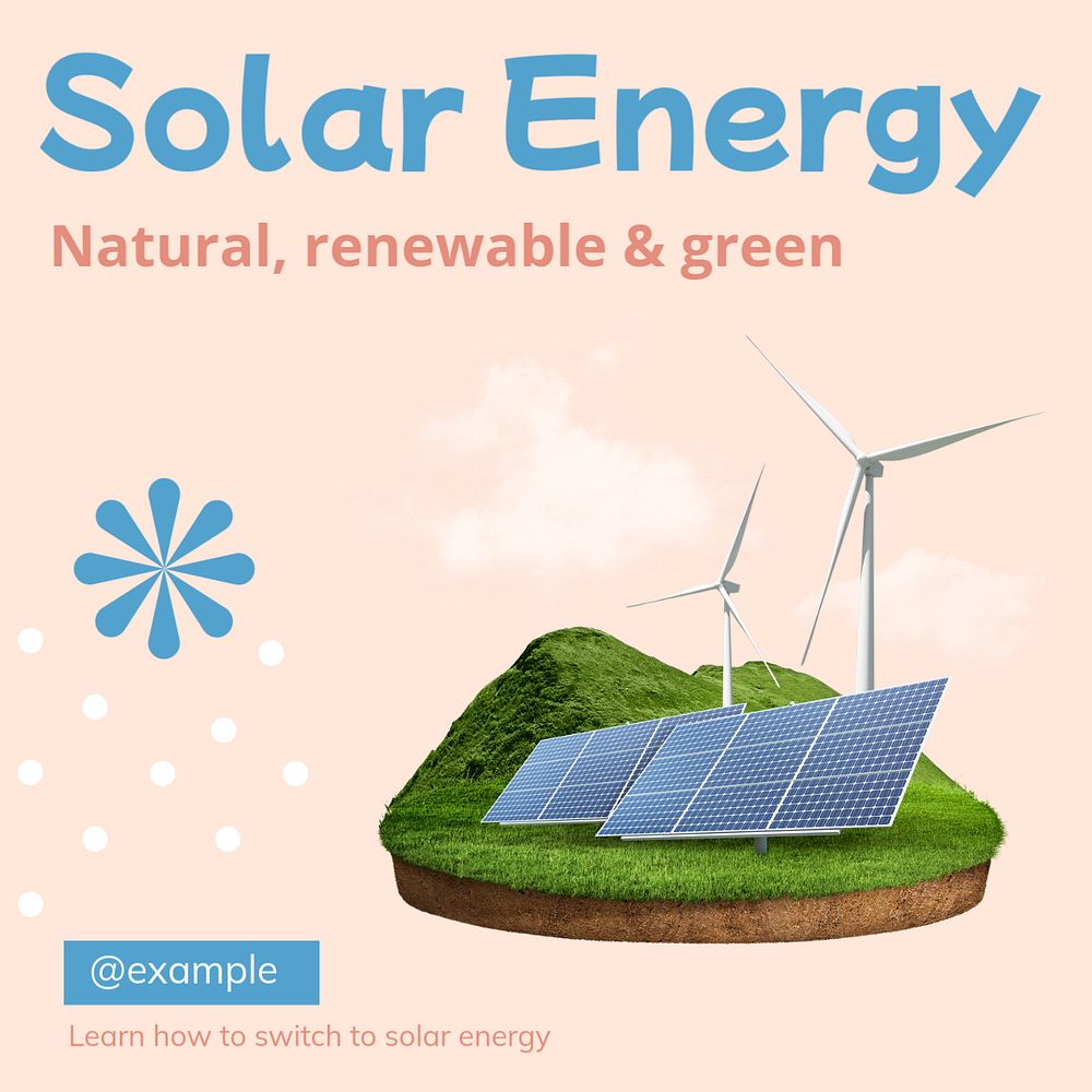 Solar energy Instagram post template, editable text