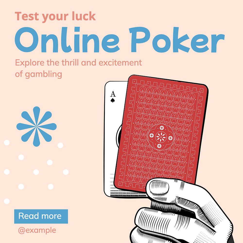 Online poker Instagram post template, editable text