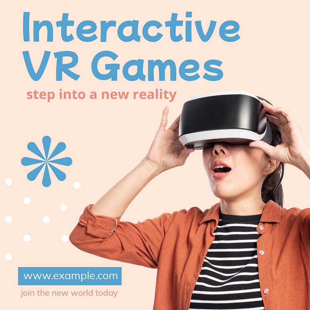 VR games Instagram post template, editable text