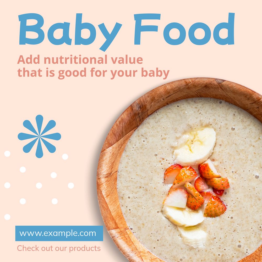 Baby food Instagram post template, editable text