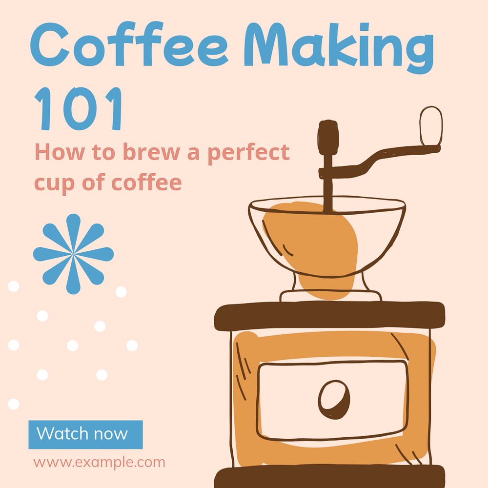 Coffee making 101 Instagram post template, editable text