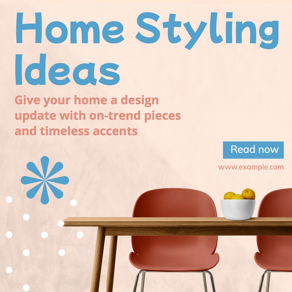 Home styling ideas Instagram post template, editable text