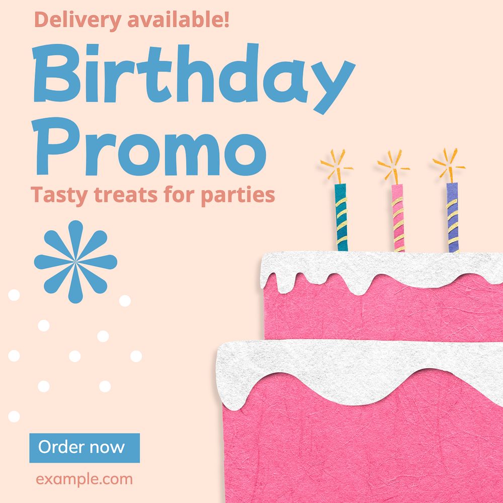 Birthday promo Instagram post template, editable text