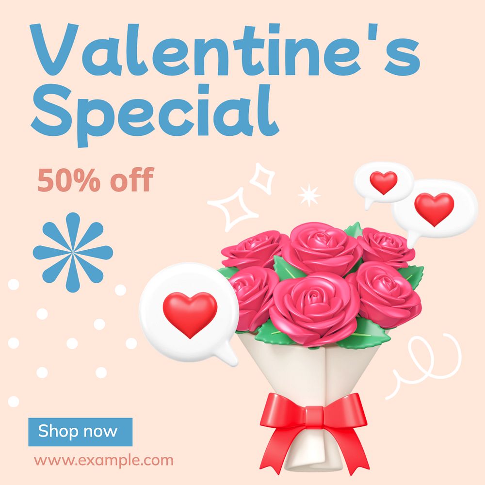 Valentine's special Instagram post template, editable text