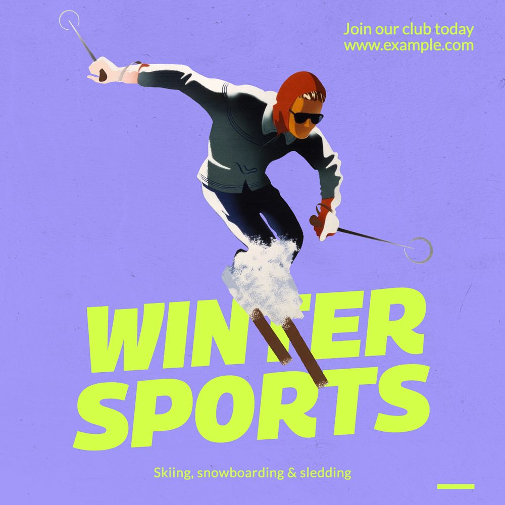 Winter sports Instagram post template, editable text