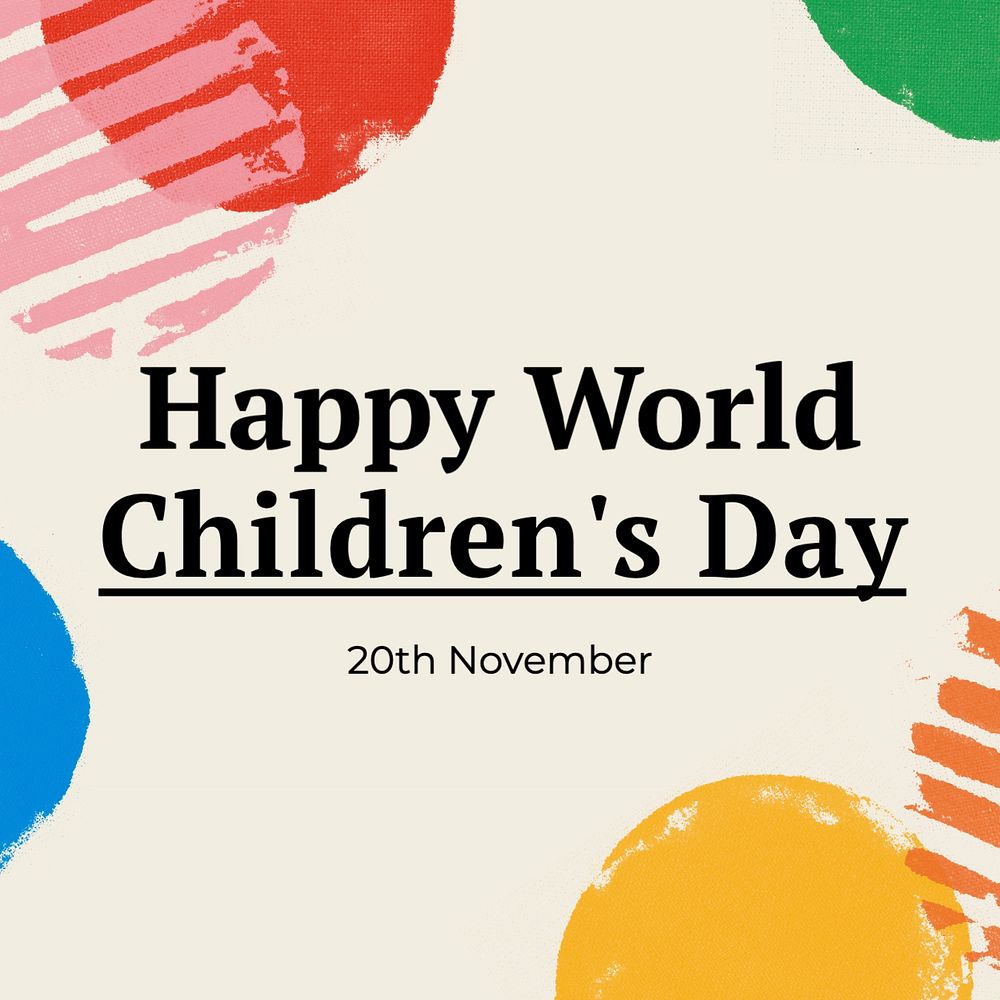 Happy children's day Instagram post template, editable text