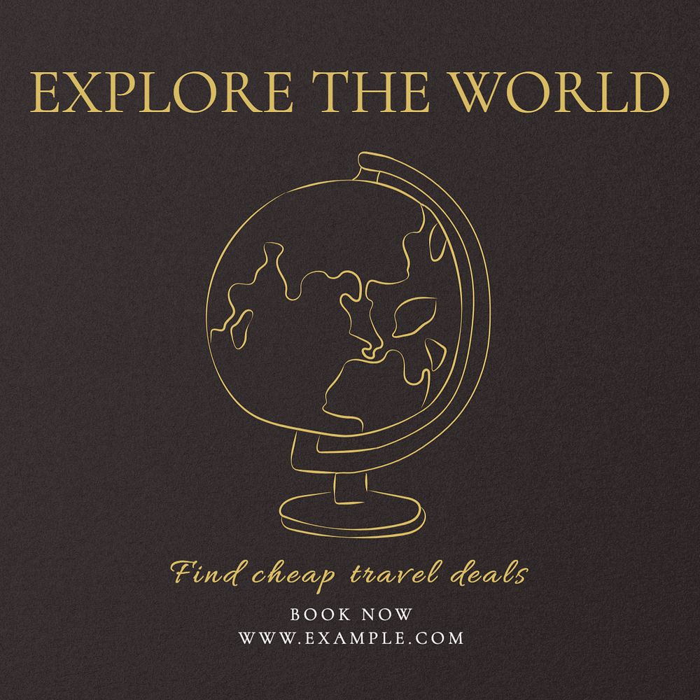 Explore the world Instagram post template, editable text