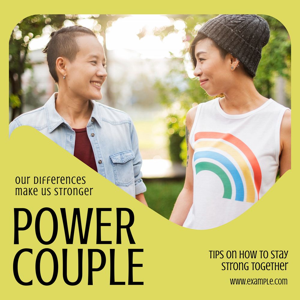 Power couple Instagram post template, editable text