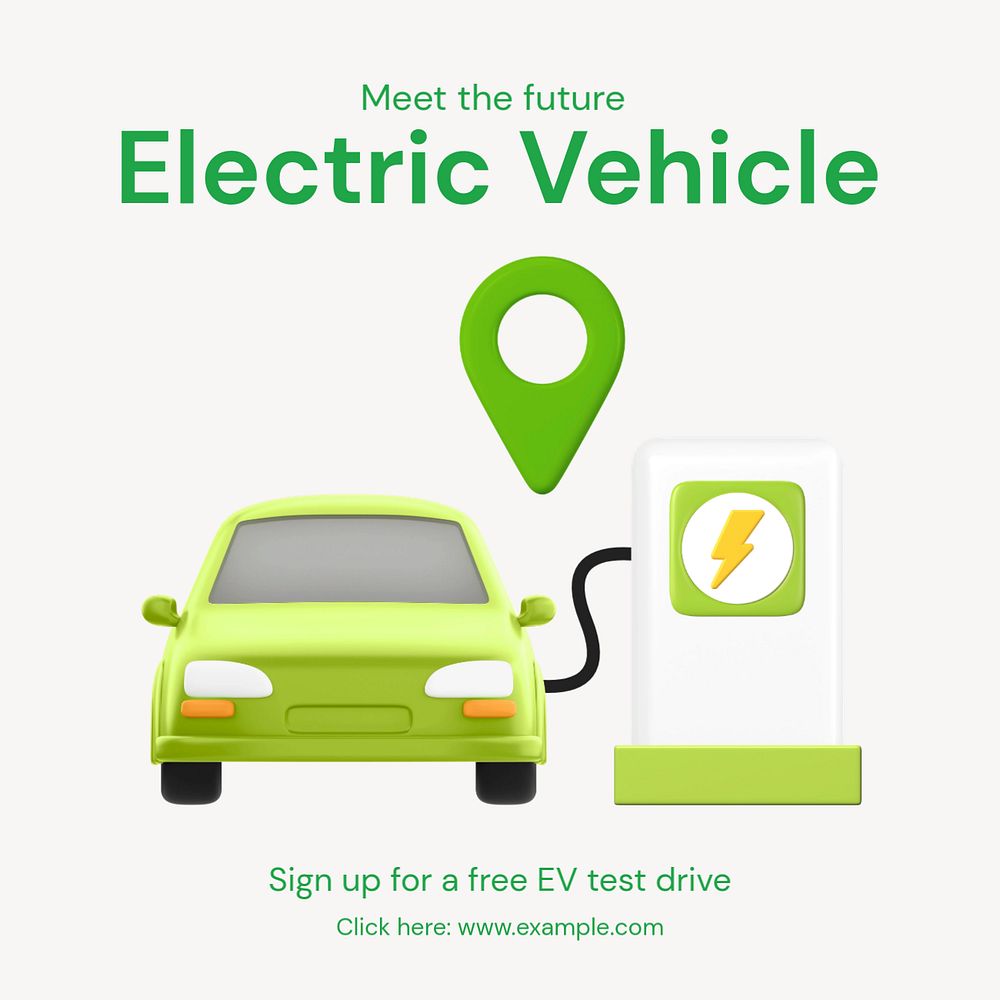 EV car Instagram post template, editable text