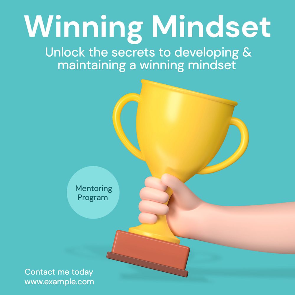 Winning mindset Instagram post template, editable text