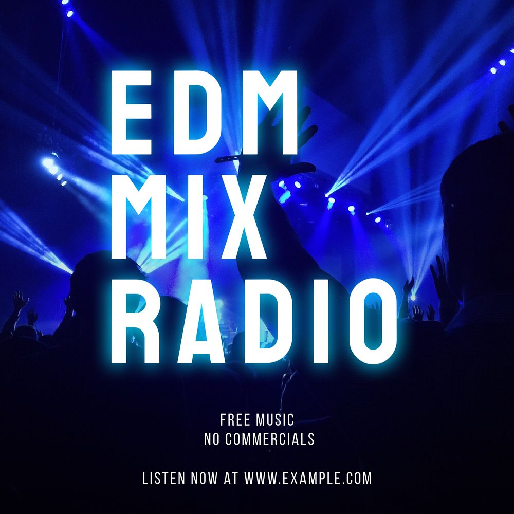 EDM radio Instagram post template, editable text