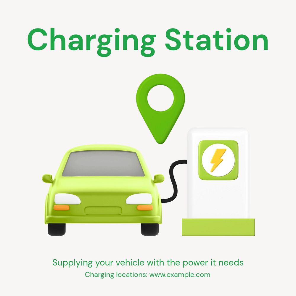 Charging station Instagram post template, editable text