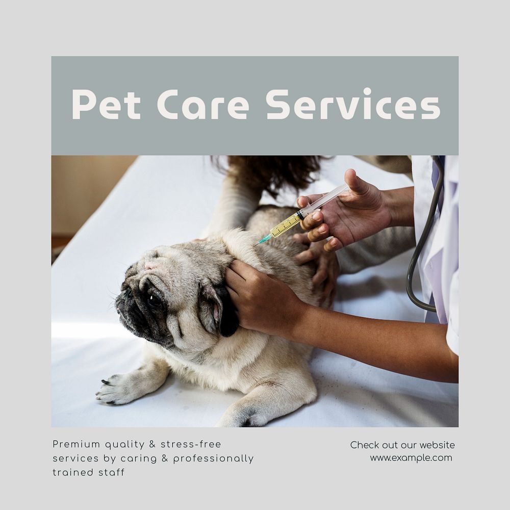 Pet care Instagram post template, editable text