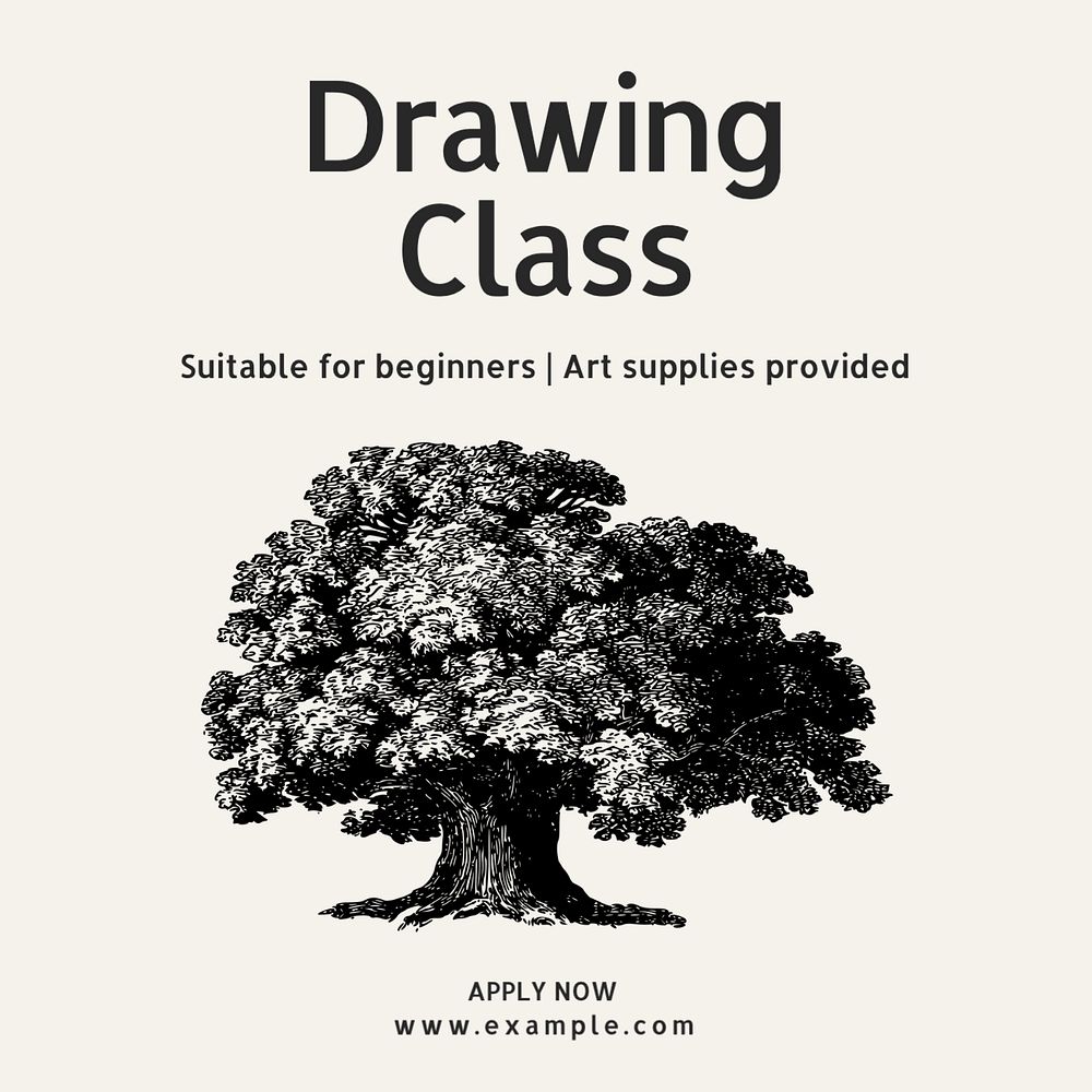 Drawing class Instagram post template, editable text