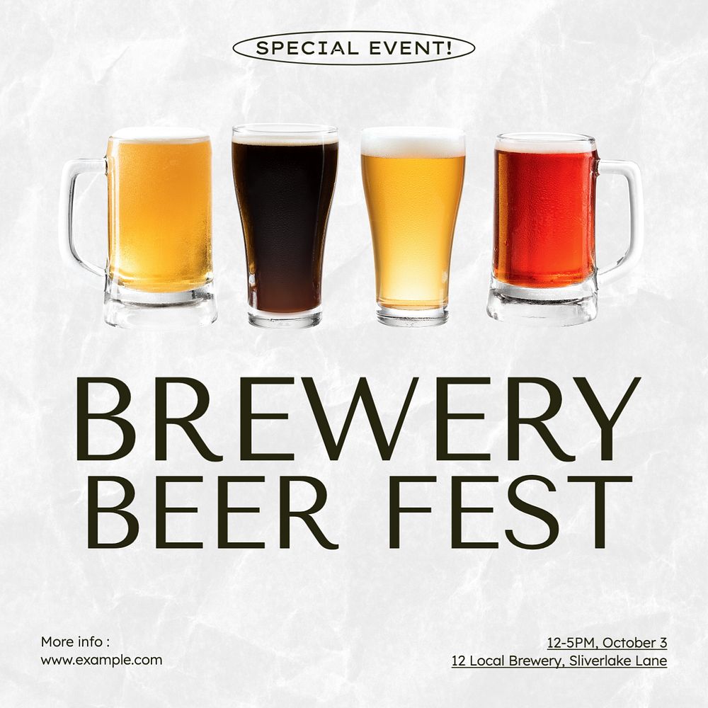 Brewery's beer fest Instagram post template, editable text