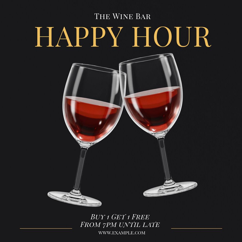 Happy hour Instagram post template, editable text