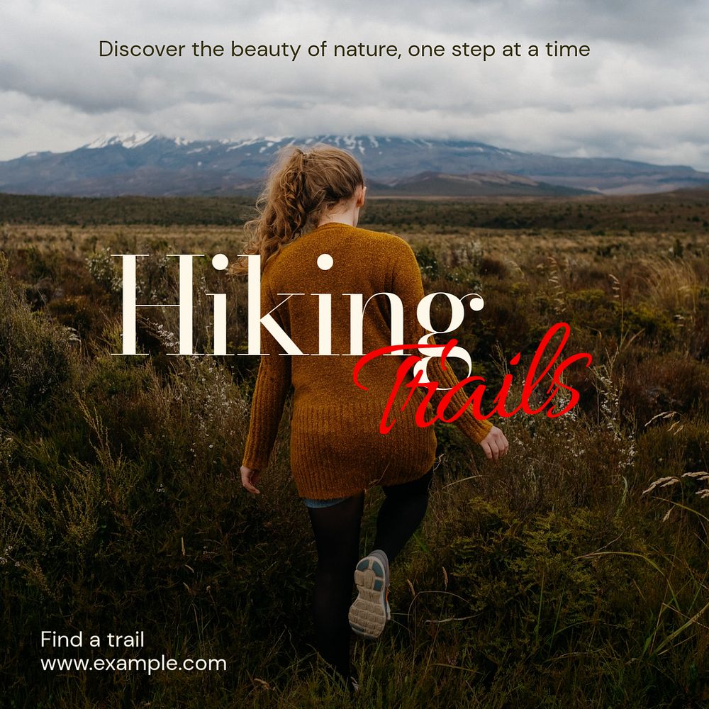 Hiking trails Instagram post template, editable text