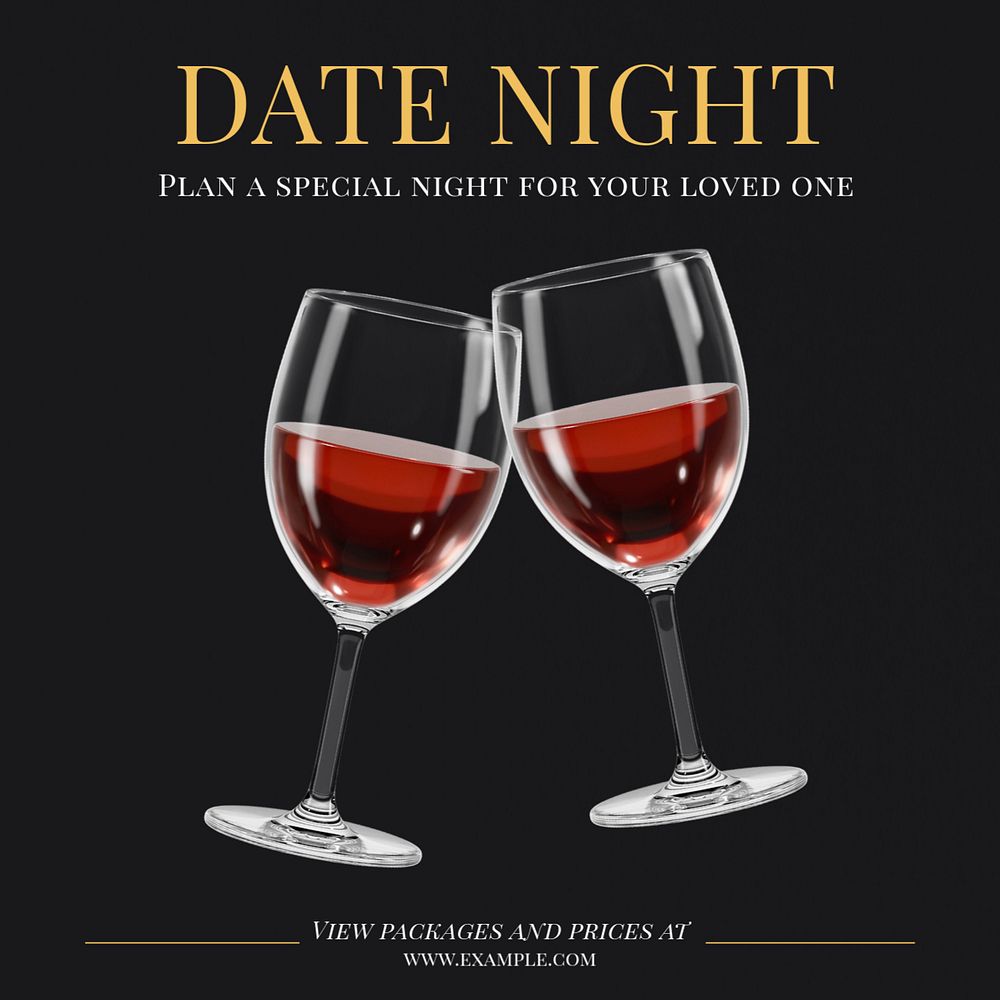 Date night Instagram post template, editable text