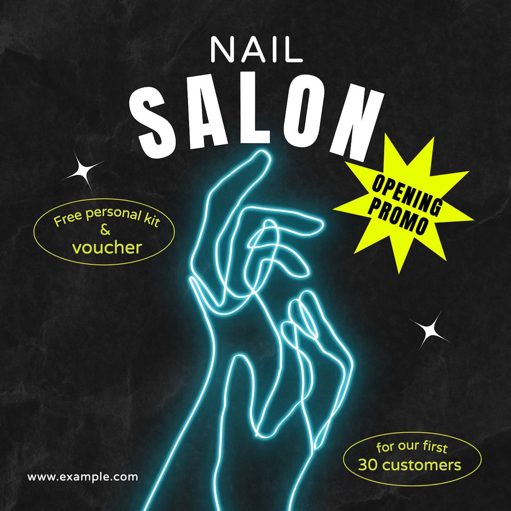 Nail salon Instagram post template, editable text