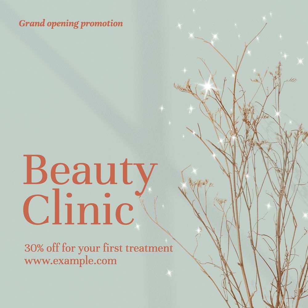 Beauty clinic Instagram post template, editable text